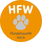 Logo der Hundefreunde Wörth, orange mit grauer Pfote